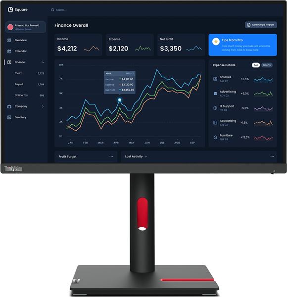 LENOVO MONITOR THINKVISION T22i-30 54.6cm (21.5'') 1920x1080 FHD HDMI DP