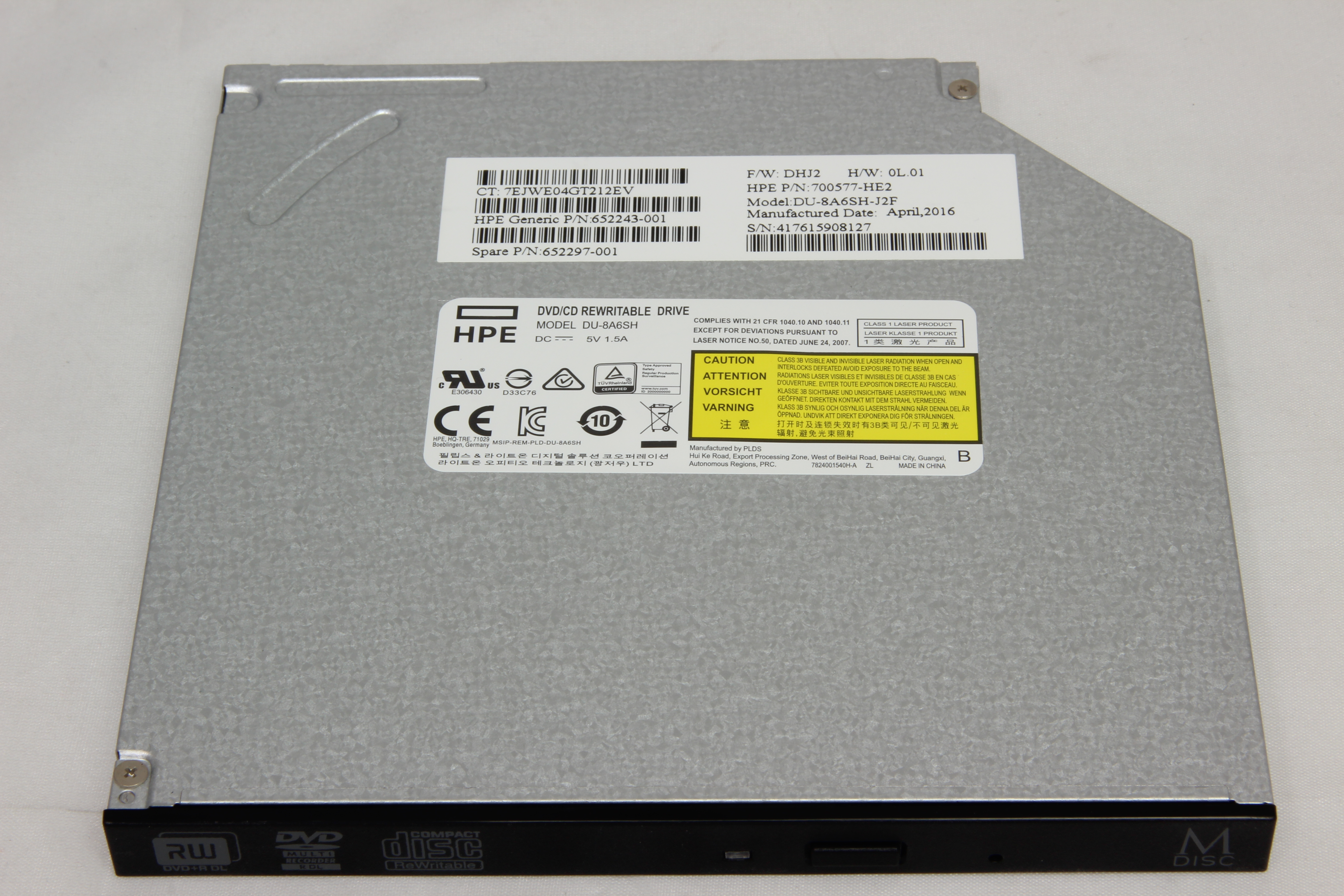 HP ENTERPRISE HP Spare 9.5mm SATA DVD-RW JackBlack Gen9 Optical