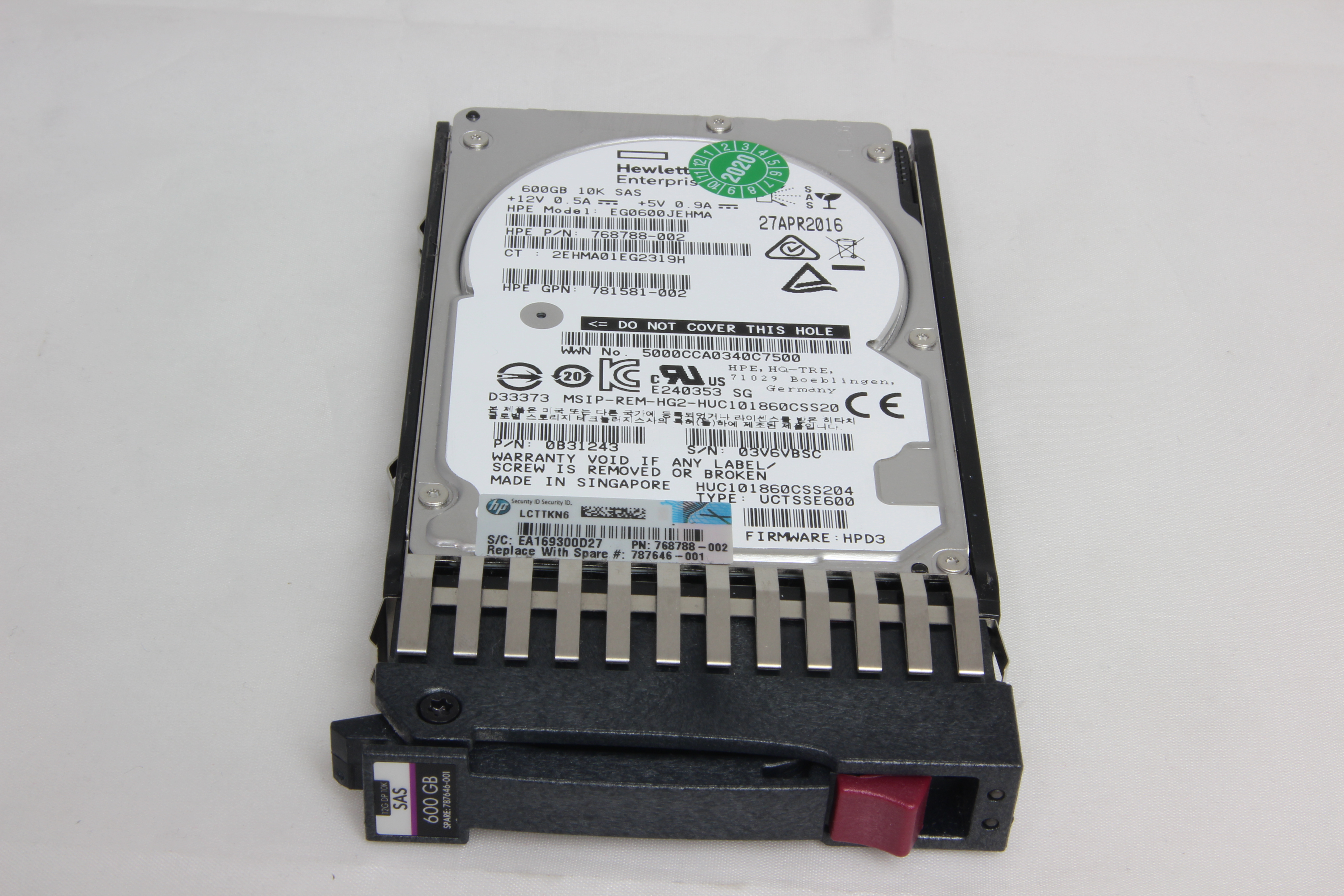 HP HDD MSA 600GB 12G 10K 2.5 INCH