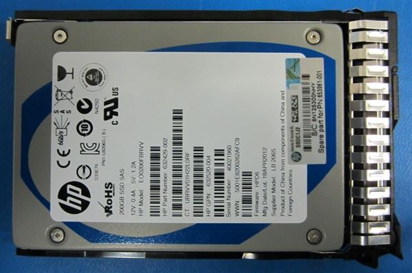 HPE SSD 200GB SAS 6G SLC SFF 2.5'' SC