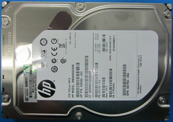 HPE HDD 2TB NON-HS (NHP) SATA 7,200 RPM, 6 GB , 3.5-INCH , MDL