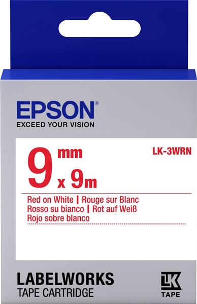 ETIKETTENKASSETTE LK-3WRN Epson Etikettenkassette LK-3WRN - Standard - rot auf weiß - 9mmx9m