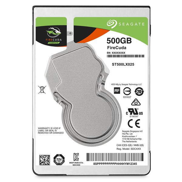 FIRECUDA 2.5IN 500GB SSHD 500 GB, 6.35 cm (2.5" ) SSHD, SATA 6 Gb/s, 5400 RPM, 140 MB/s, 7 mm
