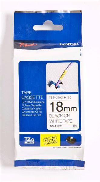 TZE-FX241 FLEXI-TAPE LAM. 18MM TZe-FX241 - 18 mm black on white tape, 8m