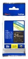 TZE-354 LAMINATED TAPE 24mm 8m Laminiertes Schriftband 24 mm breit, gold auf schwarz, 8 m